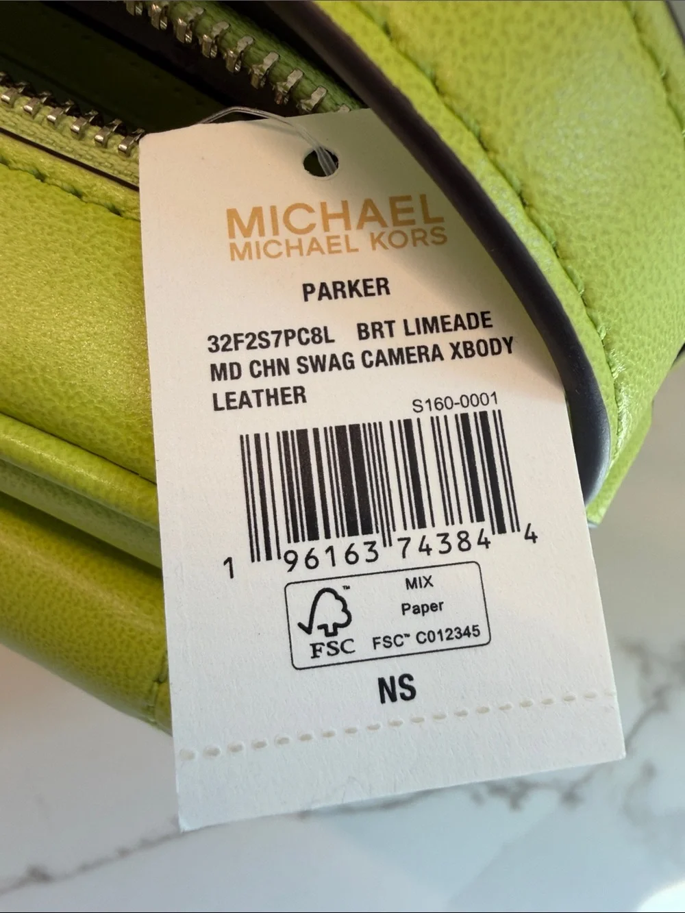 NWT Michael Kors Lime Green MK Logo Crossbody Bag